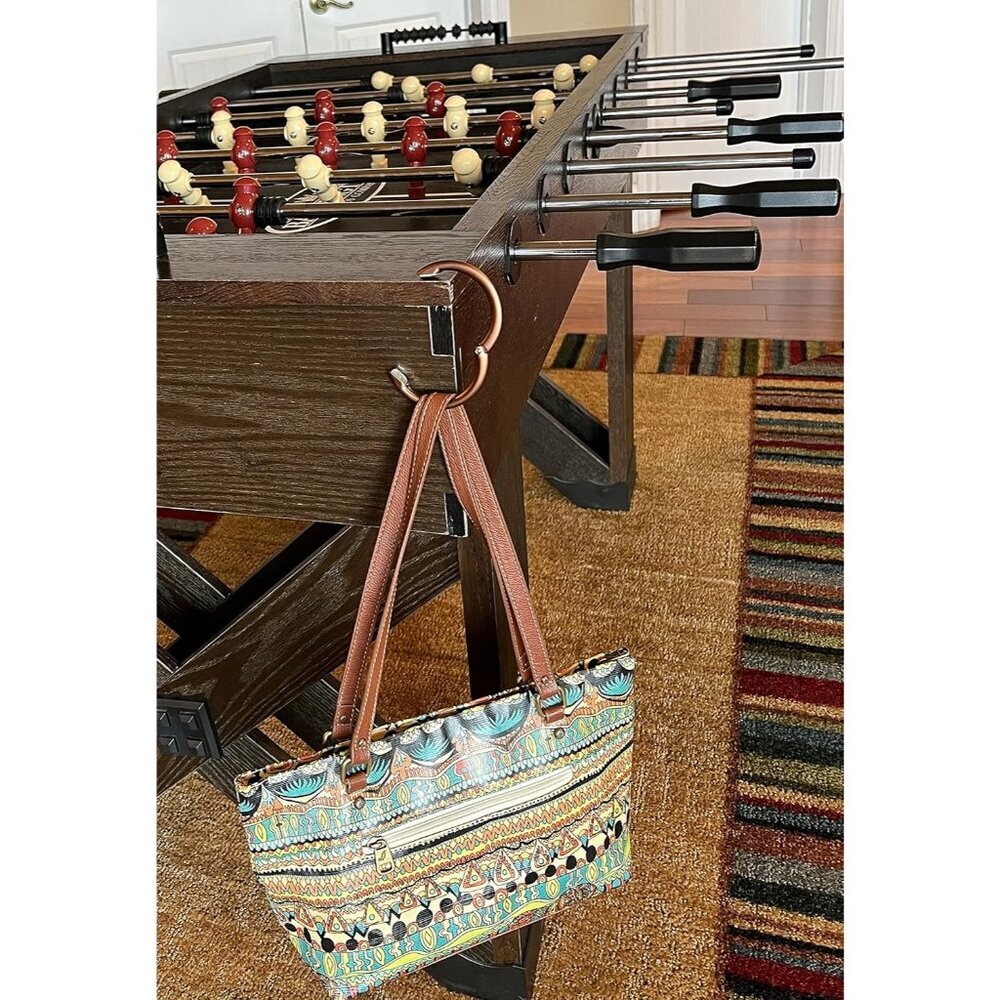 Women Bag Hanger Ring That Opens Into a Hook Close Automatically Polished Copper - Picture 9 of 9